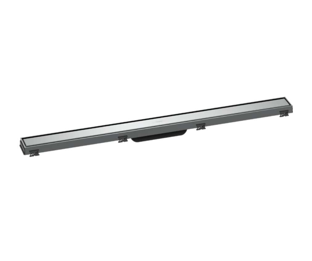 Rigole de douche RAINDRAIN MATCH 80 cm, recouvrement design cadre réglable en hauteur bride de montage mural sans set d'installation 56012180, chromé