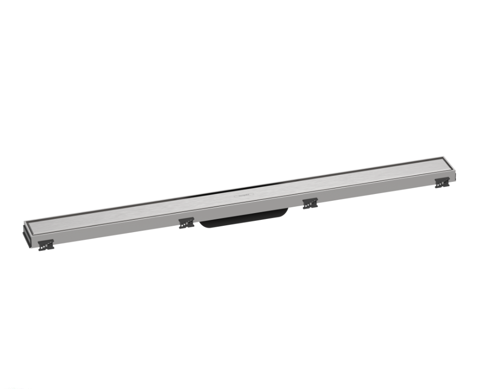 Rigole de douche RAINDRAIN MATCH 80 cm, recouvrement design cadre réglable en hauteur bride de montage mural sans set d'installation 56012180, acier inoxydable brossé