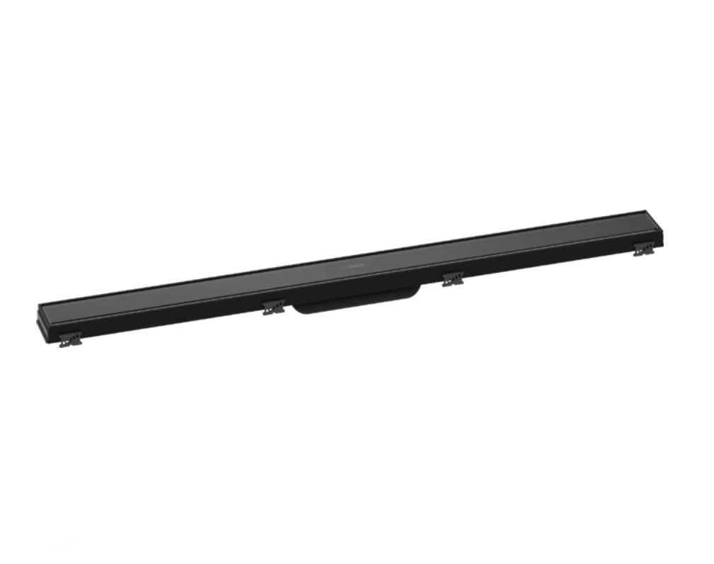 Rigole de douche RAINDRAIN MATCH 90 cm, recouvrement design cadre réglable en hauteur bride de montage mural sans set d'installation 56013180, noir