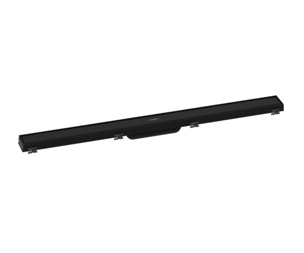 Rigole de douche RAINDRAIN MATCH 100 cm, recouvrement design cadre réglable en hauteur bride de montage mural sans set d'installation 56014180, Noir mat