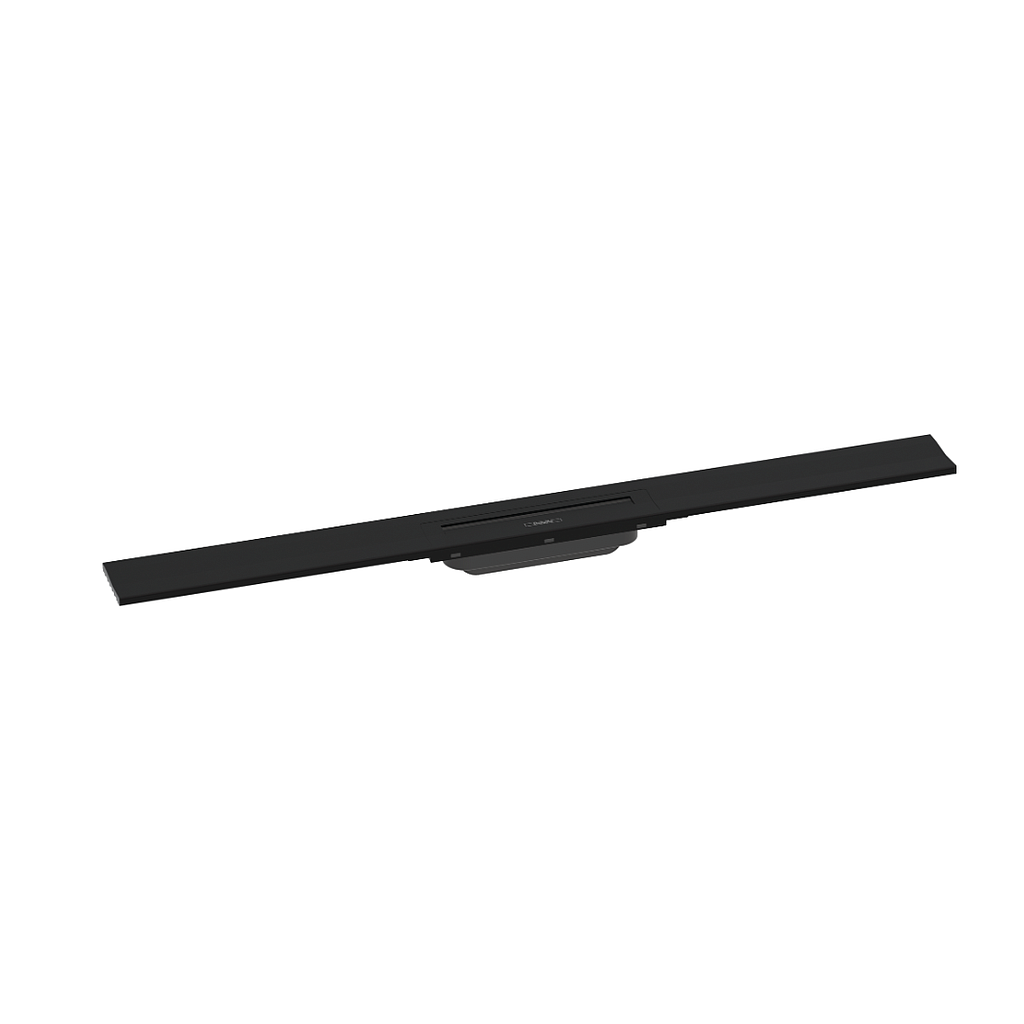 Rigole de douche RAINDRAIN FLEX 120 cm, recouvrement design insert amovible raccourcissable pour montage mural, sans corps à encastrer 01000180/01001180/01002180, noir mat
