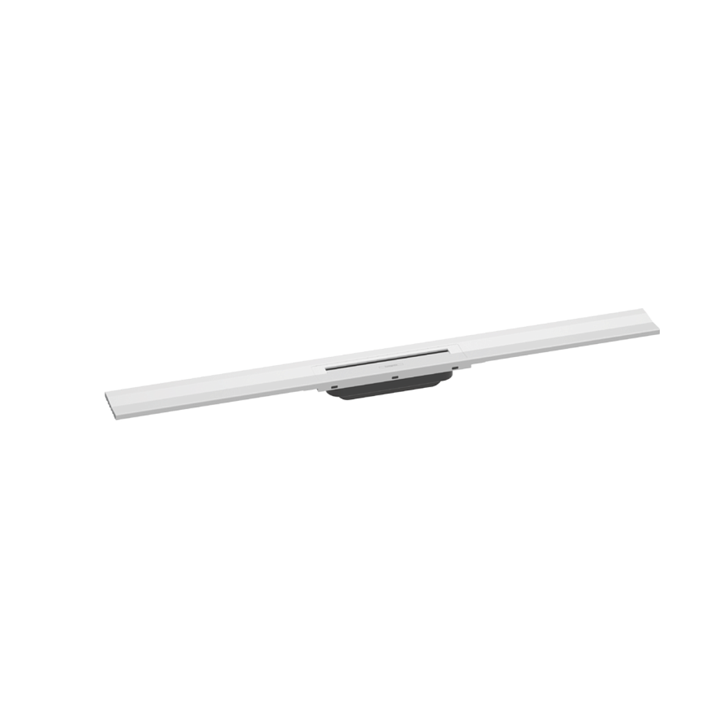 Rigole de douche RAINDRAIN FLEX 80 cm, recouvrement design insert amovible raccourcissable pour montage mural, sans corps à encastrer 01000180/01001180/01002180, blanc mat