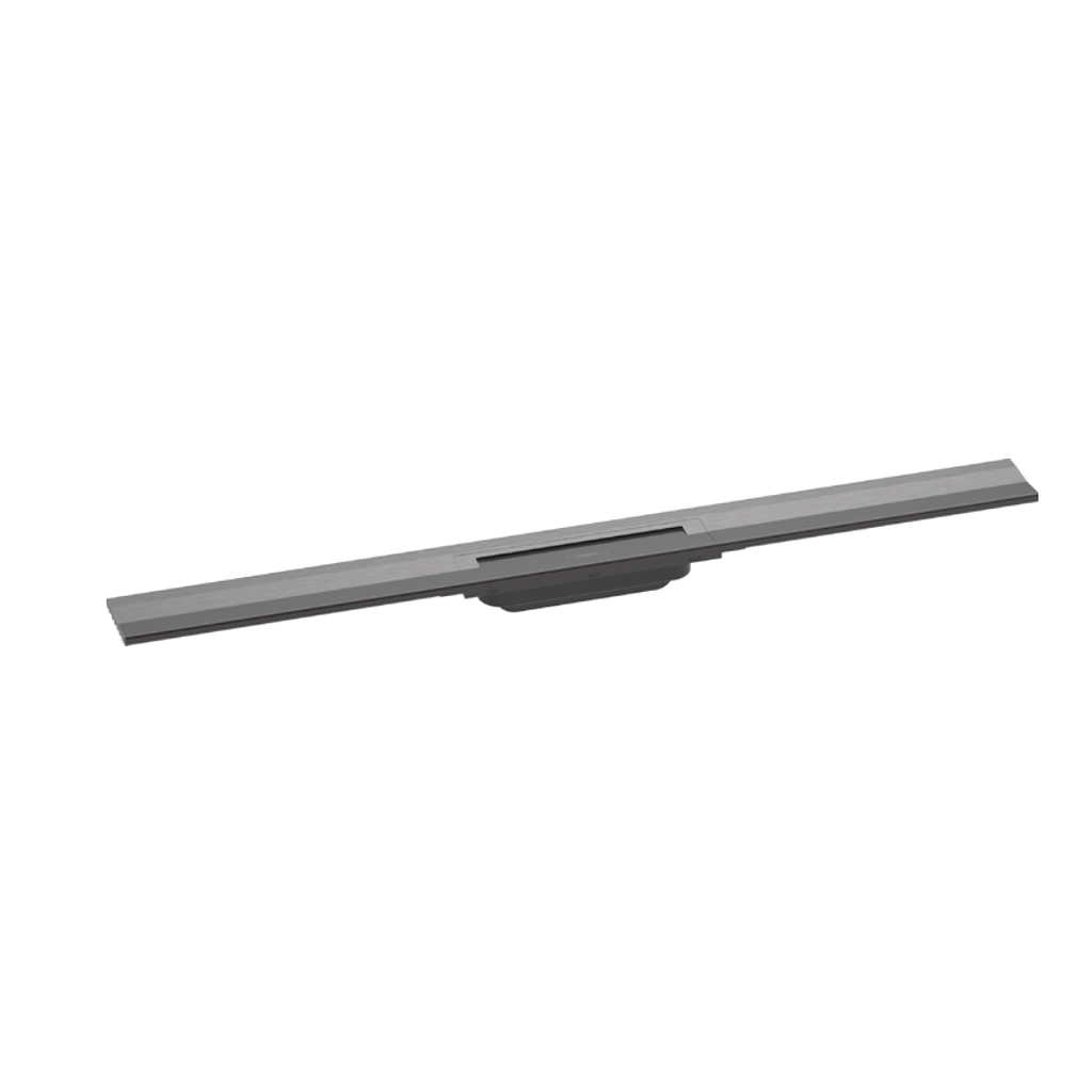 Rigole de douche RAINDRAIN FLEX 70 cm, recouvrement design insert amovible raccourcissable pour montage mural, sans corps à encastrer 01000180/01001180/01002180, noir-chromé brossé