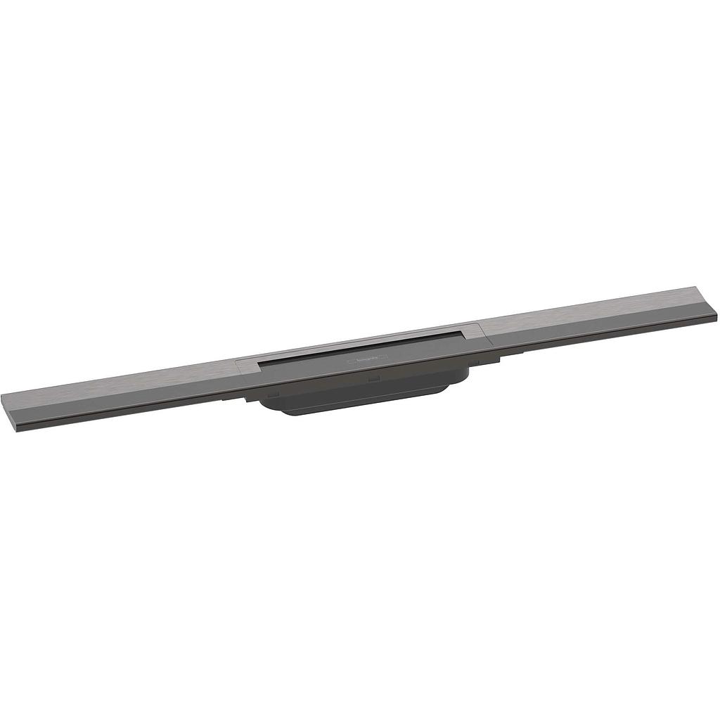 Rigole de douche RAINDRAIN FLEX 100 cm, recouvrement design insert amovible raccourcissable pour montage libre, sans corps à encastrer 01000180/01001180/01002180, noir-chromé brossé