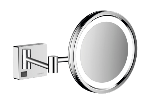 Miroir cosmétique AddStoris D 16 cm, montage mural miroir grossissant, éclairage LED, chromé