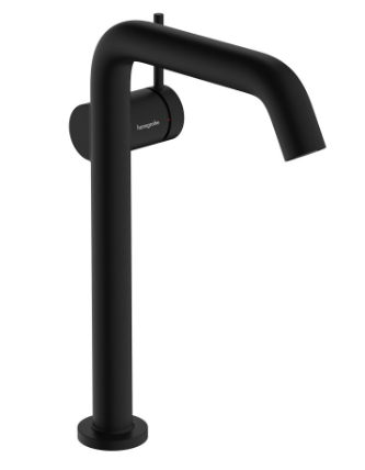 Mélangeur de lavabo TECTURIS S 240 Fine S 167 mm, goulot fixe hauteur d'écoulement 230 mm EcoSmart+, CoolStart - eau froide par position de levier au milieu, sans garniture d'écoulement, débit 4 l/min, noir mat