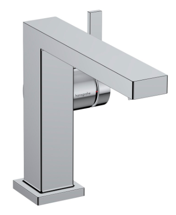 Mélangeur de lavabo TECTURIS E 110 Fine S 155 mm, goulot fixe hauteur d'écoulement 133 mm EcoSmart+, CoolStart - eau froide par position de levier au milieu, sans garniture d'écoulement, débit 4 l/min, chromé