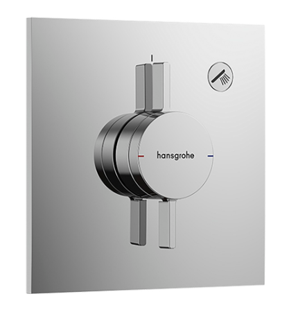 Mélangeur de douche DUOTURN E UP, set de montage final 15,5 x 15,5 cm, pour commander 1 fonction, débit 26 l/min sans corps à encastrer 757 049, chromé