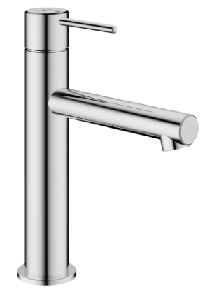 Mélangeur de lavabo Ono E - S 135 mm, goulot fixe sans vidage, tuyaux de raccordement flexibles 3/8", classe énergétique A, acier inoxydable
