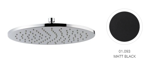 Tête de douche ronde en laiton B-EASY avec jet pluie, h. 8 mm, diam. 300 mm, sans bras, noir mat