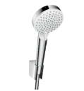 Set support de douche Crometta Vario EcoSmart, douchette diam. 100 mm avec changement du jet via le disque de jet, avec flexible de douche 125 cm, débit 6.7 l/min, chromé - blanc