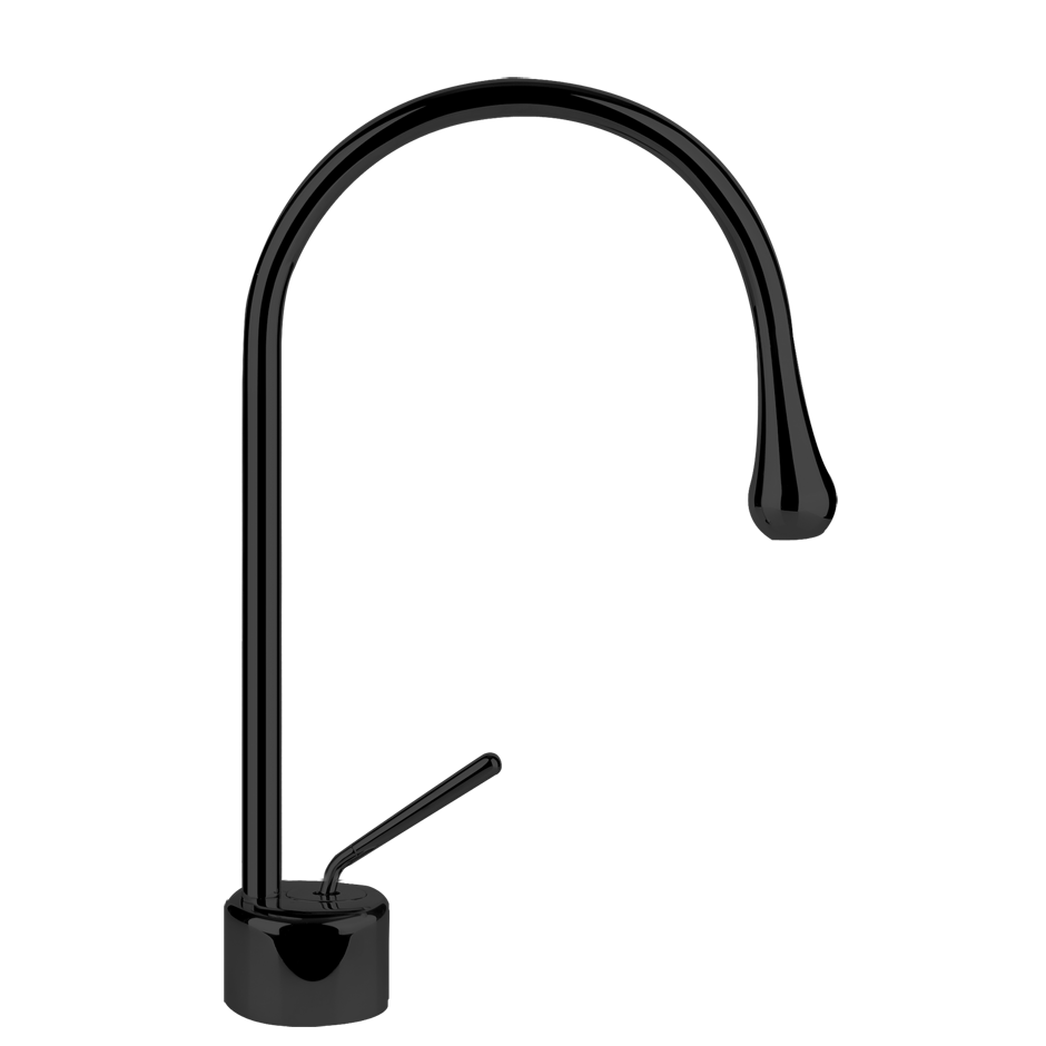 Mélangeur de lavabo GOCCIA S 174 mm, goulot orientable H jusqu'à aérateur 143 mm, sans vidage, tuyaux de raccordement flexibles 3/8", groupe acoustique NT, 124 Noir Metal GHRC