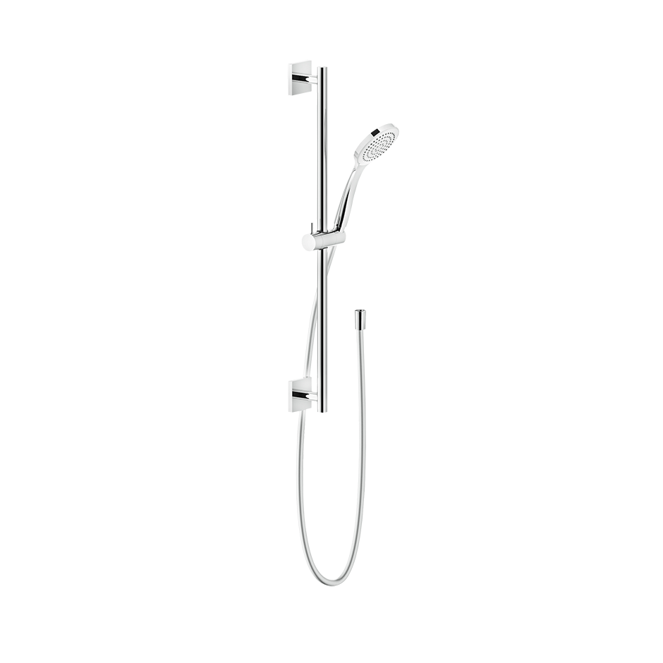 Glissière de douche 60 cm EMPORIO, rosace carrée, inclus flexible 150 cm et douchette à main 1 jet, chromé