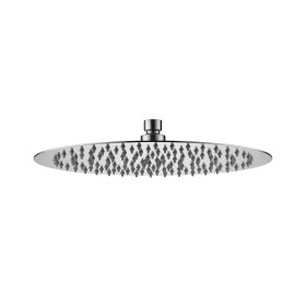 Pomme de douche KWC PIATTO-X R D 30 cm, 1/2", (BEVO) acier inoxydable, avec rotule, sans bras de douche murale/plafond, acier inoxydable