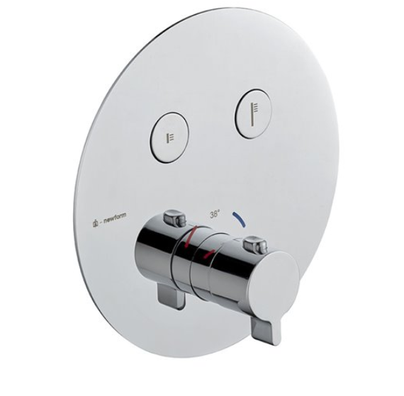 Robinet de douche THERMO EASY UP, thermostat, set de montage final, D 19 cm, poussoirs pour commander 2 fonctions, sans corps à encastrer, débits selon tête de douche et pomme de douche, groupe acoustique NT, chromé