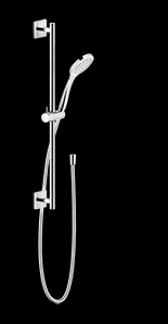 [1621C1120] Glissière de douche 60 cm EMPORIO, rosace carrée, inclus flexible 150 cm et douchette à main 1 jet, 299 noir XL