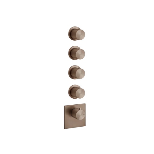 [1621C1155] Parties apparentes (Spotwater) mitigeur thermostatique mural haut débit. Quarte sorties indépendantes. Installation verticale/horizontale, sans corps à encastrer Nr. 43107, 708 cuivre brossé PVD