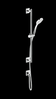 [1621C1361] Glissière de douche complète EMPORIO SHOWER,  60 cm, coude de sortie 1/2", flexible et douchette anticalcaire comprise, couleur chromé