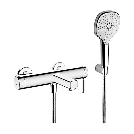 [1621C1310] Mélangeur de bain AVA 2.0 E 153 mm, raccords d'arrêt 1/2" x 3/4", avec douche tuyau et support, chromeline