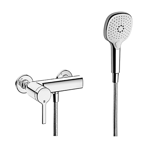 [1621C1316] Mélangeur de douche AVA 2.0 E 153 mm, raccords d'arrêt 1/2" x 1/2", avec douche et tuyau, chromeline