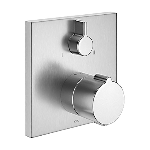 [1621C1336] Mélangeur de bain thermostat AVA E INOX UP set de montage final, plaque de recouvrement 15 x 15 cm dispositif d'anti-siphonnage intégré, sans corps à encastrer Nr. 39.999.900.931 / 39.999.910.931, acier inoxydable brossé