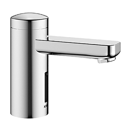 [1618C0374] Commande de lavabo IQUA DESIGN S 110 mm, goulot fixe détecteur infrarouge L20 transformateur AP 100-240V/6 V tuyaux de raccordement, sans mélange, pour eau froide ou mélangée, sans vidage, chromeline