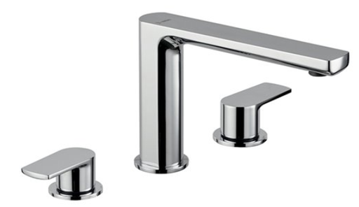 [1621H0861] Batterie lavabo 3 trous HAKA, S 165 mm, Eco+, goulot fixe sans vidage, groupe acoustique NT, chromé