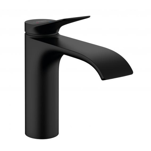 [1621C1501] Mélangeur de lavabo VIVENIS 110, S 146 cm, goulot fixe avec vidage excentrique, Noir mat