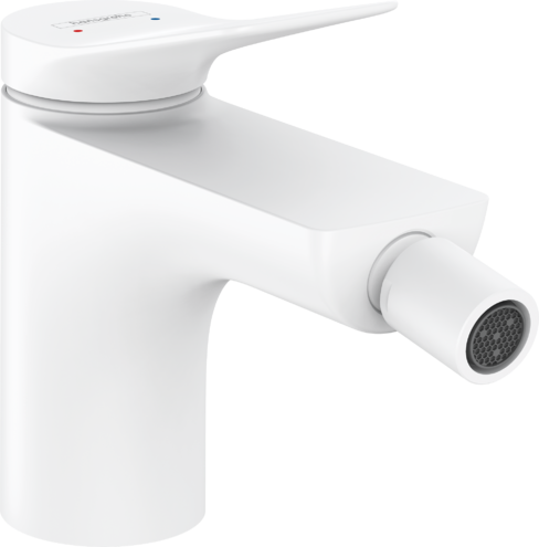 [1621C1527] Mélangeur de bidet VIVENIS S 130 mm, goulot fixe buse orientable, avec vidage excentrique, Blanc mat