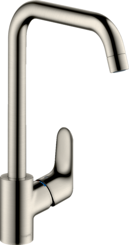 [1621C1610] Mélangeur d'évier FOCUS 260 S 204 mm, goulot orientable réglables à 110°, 150° ou 360° Quick Clean, débit 12 l/min groupe acoustique I , Steel