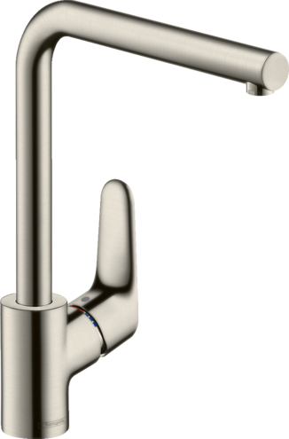 [1621C1616] Mélangeur d'évier FOCUS 280 S 222 mm goulot orientable 110/150/360°, débit 12 l/min cartouche en céramique poignée position à gauche ou à droite, groupe acoustique I , Chromé