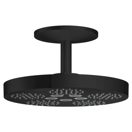 [1621C1673] Douche au plafond One 280 D 28 cm, 1jet PowderRain/Rain débit 12,5 l/min, bras de douche au plafond 21,1 cm groupe acoustique II sans corps à encastrer 757 019, Noir mat
