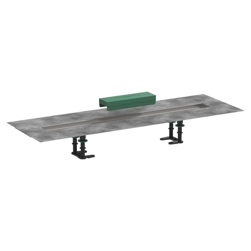 [1620C1759] Set d'installation UBOX UNIVERSAL MATCH 80 cm, pour rigole de douche RainDrain Rock/Match rigole en acier inoxydable natte d'étanchéité prémontée pieds réglables, sans corps à encastrer 01000180/01001180/01002180