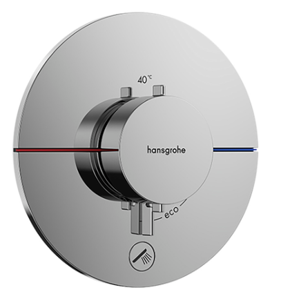[1621C2060] Thermostat SHOWERSELECT COMFORT S UP set de montage final D 15,5 cm, pour commander 1 fonction et une sortie supplémentaire, robinet Start/Stop, bouton Select débit 32,8 l/min, sans corps à encastrer 757 049, chromé