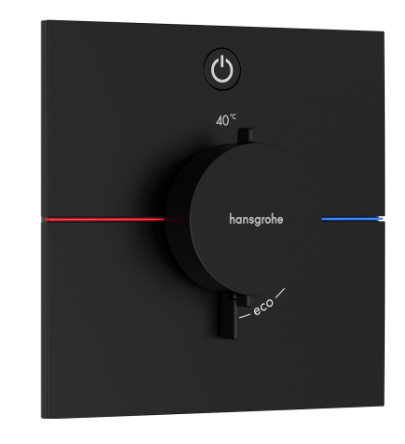 [1621C2067] Thermostat SHOWERSELECT COMFORT E UP set de montage final 15,5 x 15,5 cm, pour commander 1 fonction, robinet Start/Stop bouton Select, débit 20,3 l/min, sans corps à encastrer 757 049, noir mat