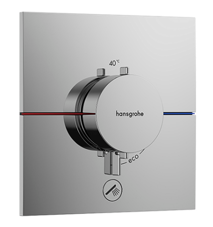 [1621C2072] Thermostat SHOWERSELECT COMFORT E UP set de montage final 15,5 x 15,5 cm, pour commander 1 fonction et une sortie supplémentaire, robinet Start/Stop, bouton Select débit 32,8 l/min, sans corps à encastrer 757 049, chromé