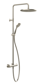 [1621C2198] Colonne de douche EMPORIO SHOWER thermostatique, EC 150, raccords excentrique 1/2"x1/2", douche de pluie diam. 300mm, inverseur automatique, support orientable sur barre de douche, flexible 150 cm et douchette à main diam. 100 mm anticalcaire, groupe acoustique II, débit 12 l/min, 149 Finox