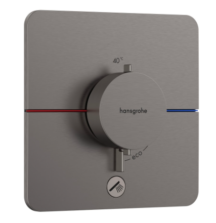 [1621C2270] Thermostat SHOWERSELECT COMFORT Q UP set de montage final 15,5 x 15,5 cm, pour commander 1 fonction et une sortie supplémentaire, robinet Start/Stop, bouton Select débit 32,8 l/min, sans corps à encastrer 757 049, noir-chromé brossé