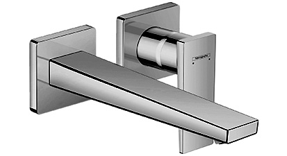 [1621C0718] Mélangeur mural METROPOL UP set de montage final S 225 mm, goulot fixe soupape à grille non verrouillable, débit 5 l/min sans corps à encastrer 13622180 groupe acoustique I, chromé