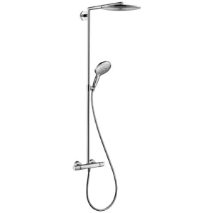 [1621C0734] Colonne de douche RAINDANCE S SELECT 300 1jet, E 138-162 mm mélangeur de douche thermostat 1/2", robinet d'arrêt inverseur, douche de tête Raindance Select S 300 Air D 300 mm, fonction AirPower QuickClean, bras de douche S 450 mm orientabile 80° douche à main Raindance Select 120 3jet tuyau de douche Isiflex 160 cm groupe acoustique I, chromé
