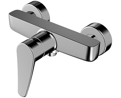 [1621C0823] Mélangeur de douche ACTIVO E 153 mm, raccords d'arrêt 1/2" x 1/2", sans douche, sans tuyau de douche, groupe acoustique NT, chromeline