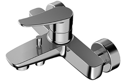 [1621C0825] Mélangeur de bain ACTIVO E 153 mm, raccords d'arrêt 1/2" x 3/4", sans douche tuyau de douche et support groupe acoustique NT, chromeline