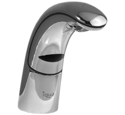 [1622C0009] Commande de lavabo IQUA A10 Basic, S 142 mm goulot fixe détecteur infrarouge transformateur AP 230/6 V tuyaux de raccordement réglage de température sans vidage excentrique groupe acoustique I, chromé